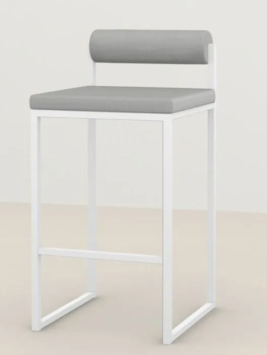 Seizoensaanbieding Studio HENK Bolster Bar Stool wit frame-Cube Light Grey 60-86 cm
