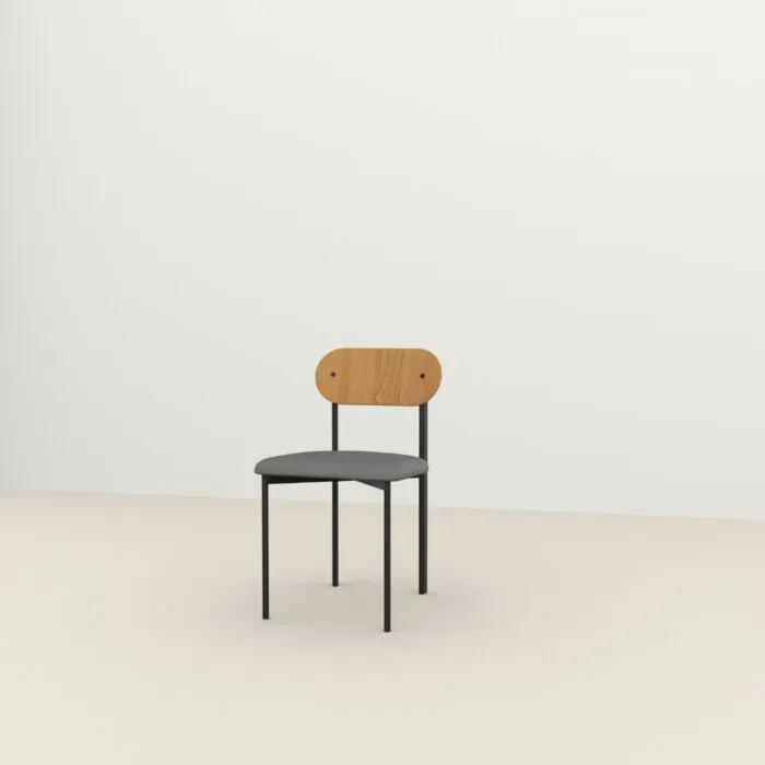 Must-Have Studio HENK Oblique Chair zwart frame-Cube Grey 65-Hardwax oil natural