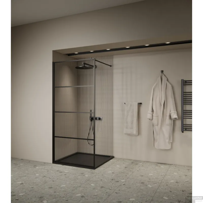 Inloopdouche BWS Oganto 1 90x200 cm 8 mm Zwart OP=OP Must-Have