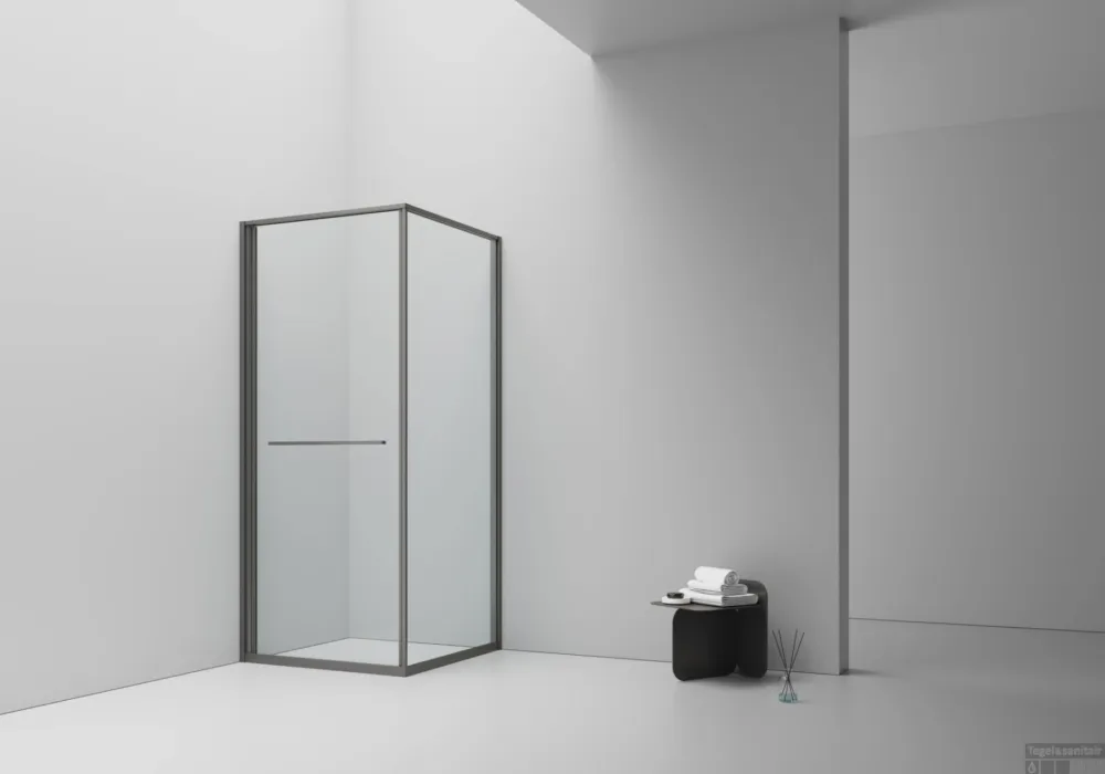 BWS Douchecabine Inslide 90x90x200 Helder Glas Gunmetal Profiel Op = Op