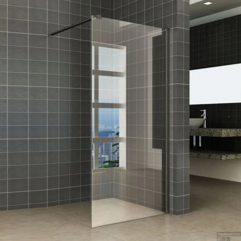 Nieuw Wiesbaden Douchewand 2.0 10mm Zwart Muurprofiel NANO coating Inloopdouche (Alle maten)
