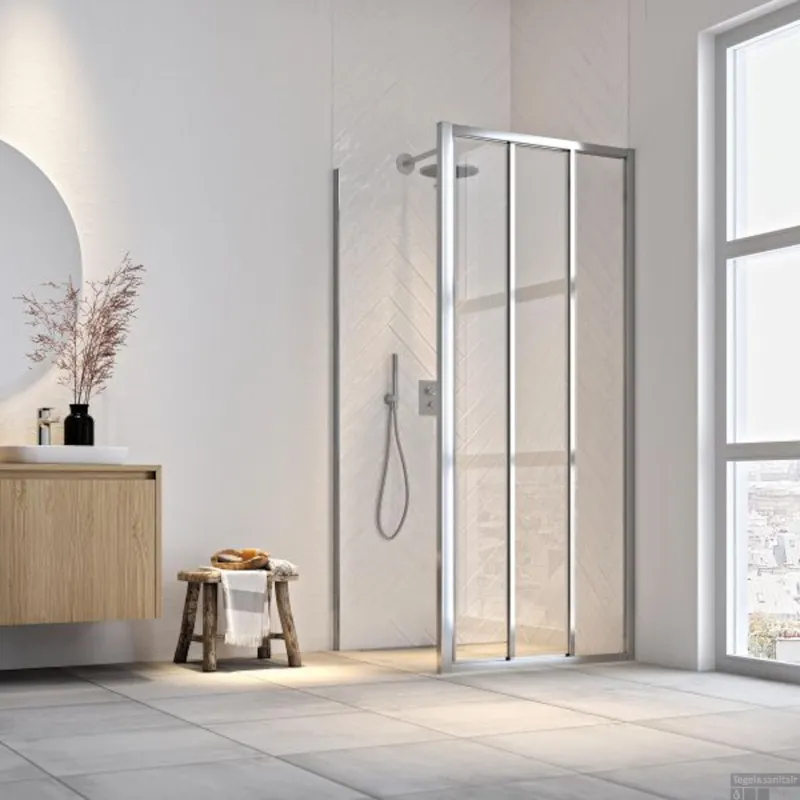Premium Zijwand voor Schuifdeur Sealskin Hooked 90x200 cm 6 mm Helder Glas Zilver