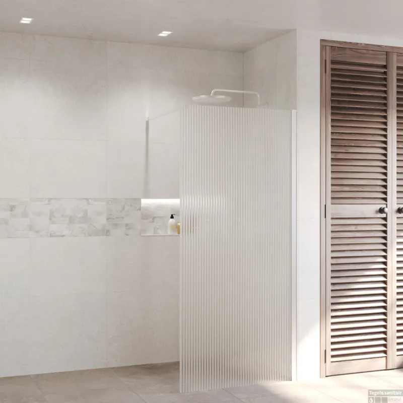 Weekendaanbieding Inloopdouche Ribbel BWS Portos RVS Look 80x200 cm Helder Glas 8 mm Nano Coating