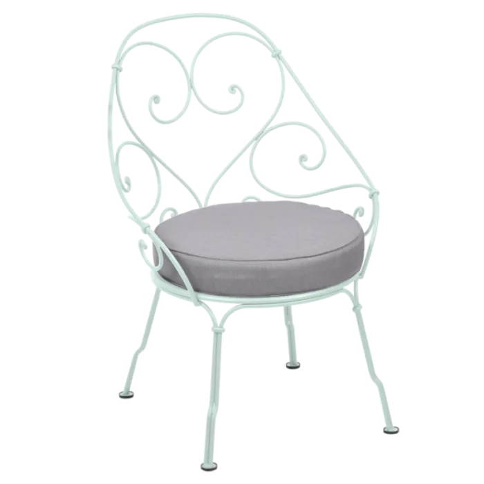 Uitverkoop Fermob 1900 fauteuil met flannel grey zitkussen-Ice Mint
