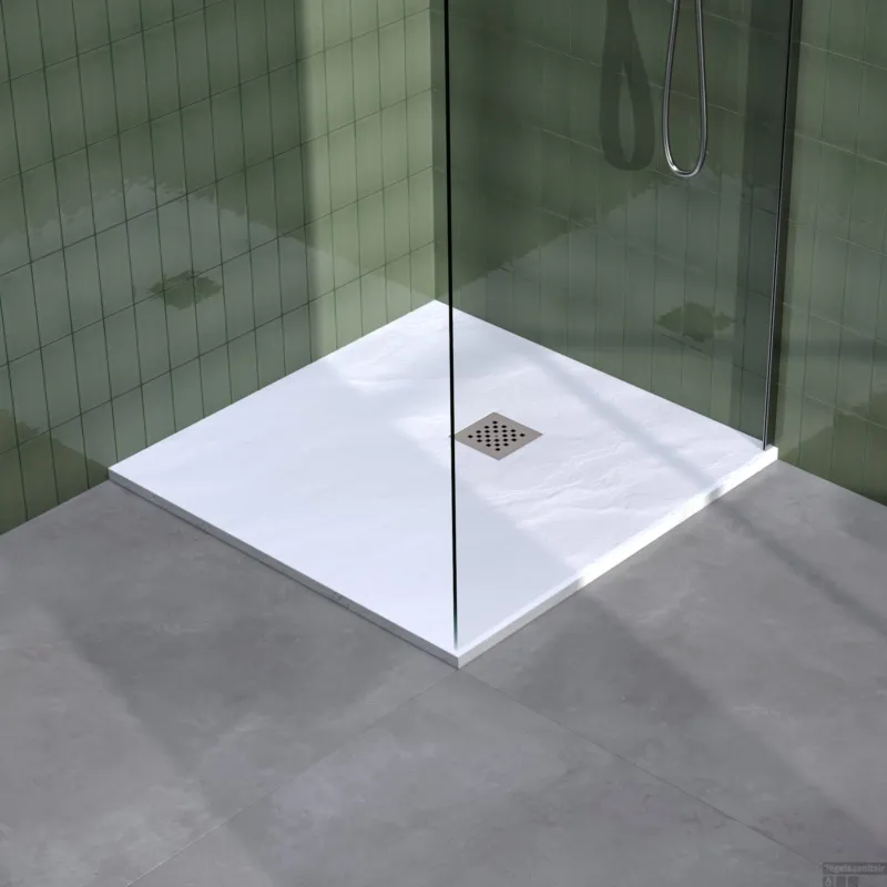 Beperkte Voorraad BRAUER Douchebak Asteroid 100x100 incl. antislip en antibacterieel mineraalmarmer mat wit