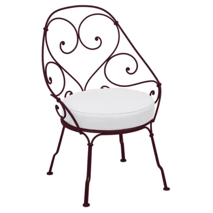 Voordeelprijs Fermob 1900 fauteuil met off-white zitkussen-Black Cherry