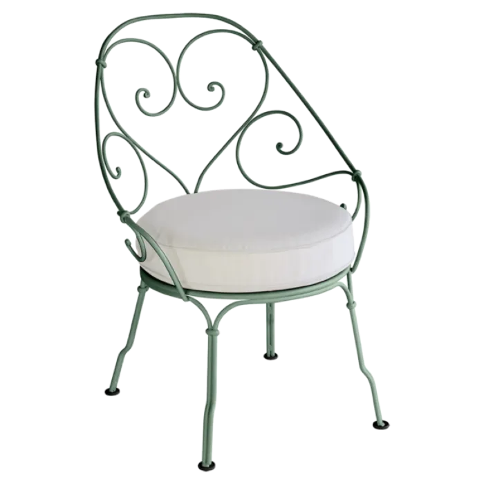 Tijdelijk Beschikbaar Fermob 1900 fauteuil met off-white zitkussen-Cedar Green
