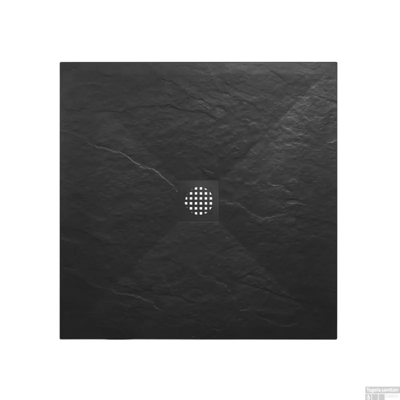 Douchebak Wiesbaden Stonea Antislip Composiet 90x90x3 cm Inkortbaar Mat Zwart Seizoensaanbieding