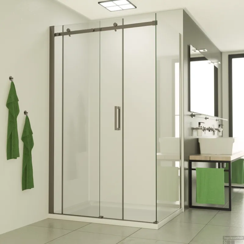 BWS Douchecabine Supreme Schuifdeur Rechthoek 100x80cm Nano Coating RVS Profiel Veilige Betaling