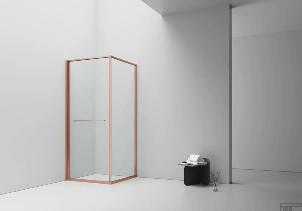 Tijdelijk Beschikbaar BWS Douchecabine Inslide 90x90x200 Helder Glas Geborsteld Koper Profiel