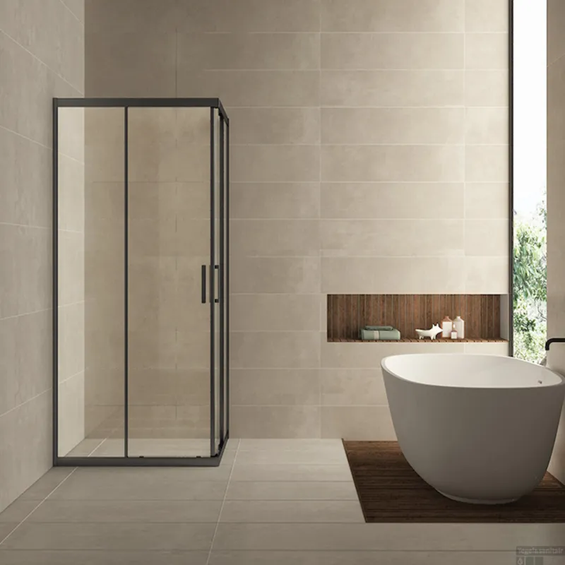 BWS Douchecabine Vierkant Hoekinstap 2 Schuifdeuren 90x90x200cm 8mm Helder Glas Nano Coating Mat Zwart Laatste Kans