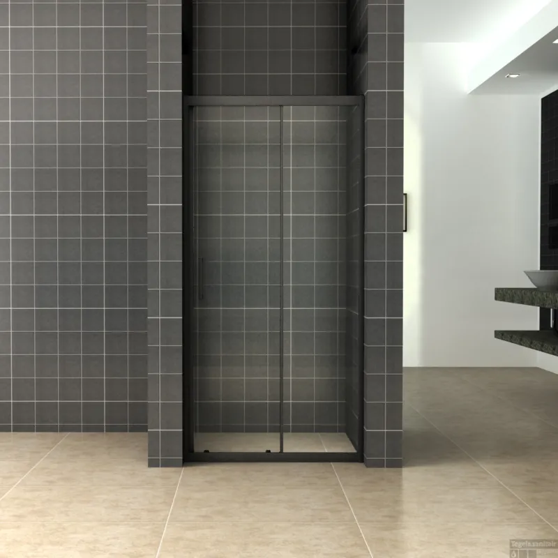 Schuifdeur Wiesbaden Skyline Douchedeur 120x200 cm 8 mm NANO Coating Mat Zwart Beperkte Voorraad