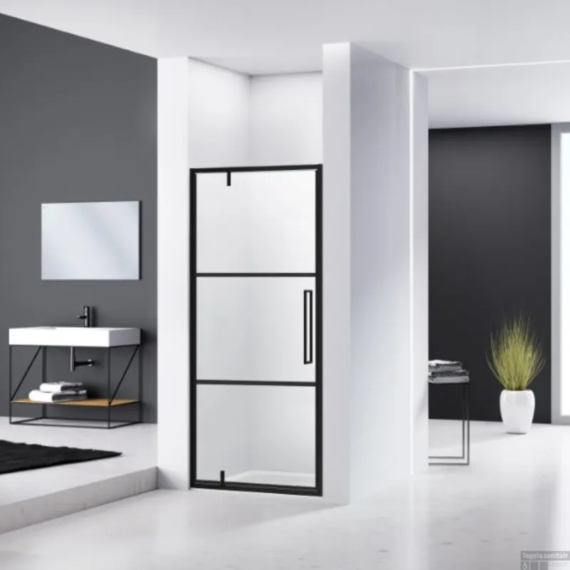 Nisdeur Van Rijn ST04 Aluminium Profiel 6 mm Helder Glas Zwart Frame (Alle Maten) Meest Verkocht