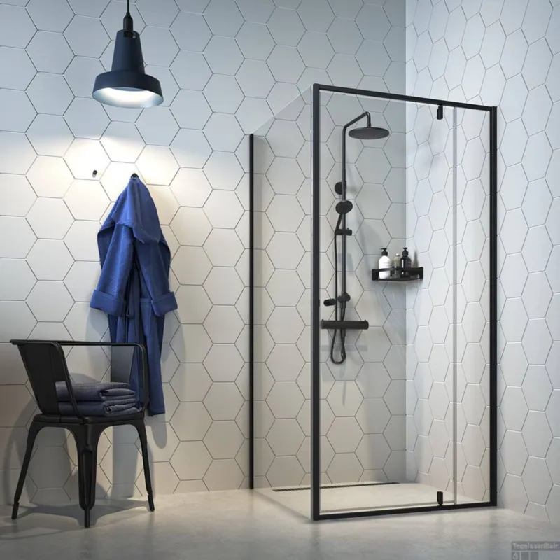 Gereduceerde Prijs Sealskin Contour Douchecabine met Draaideur 100x100 cm 6mm Helderglas Mat Zwart
