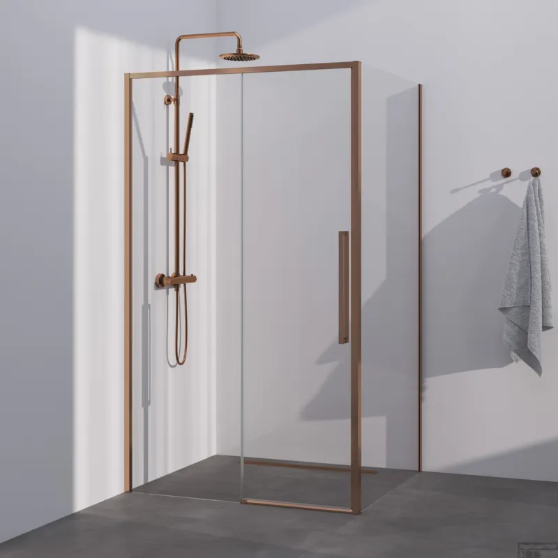 BRAUER Season douchecabine model B met schuifdeur helder glas 120x90x200 omkeerbaar incl. glascoating Season-Koper Snelle Levering