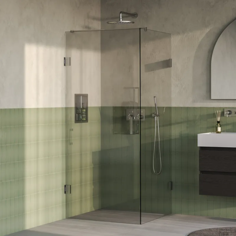 Weekendaanbieding BRAUER Void douchecabine met draaideur helder glas 90x90x200 incl. glascoating PVD RVS-kleurig geborsteld