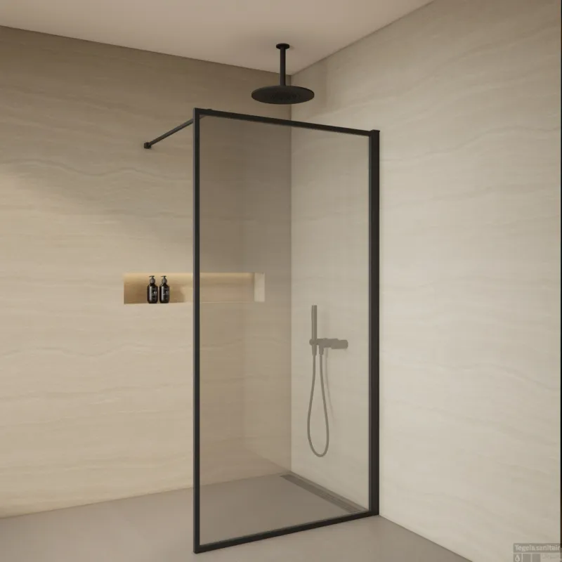 Bestel Nu Inloopdouche BWS Redo 80x200 cm 8 mm Glas Mat Zwart