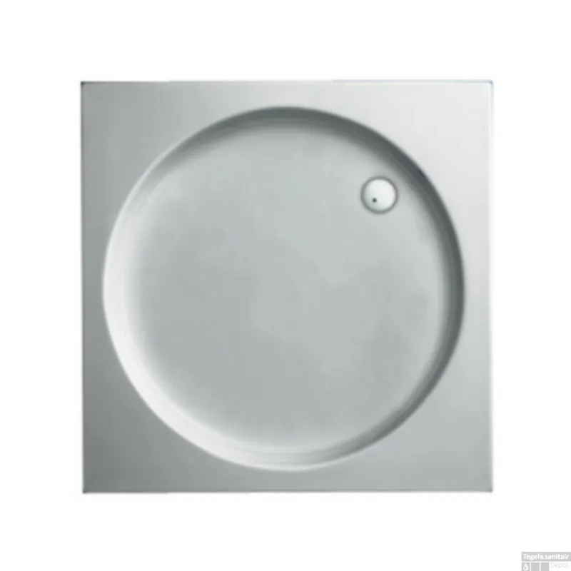 Beperkt Aanbod Douchebak Plieger Luxury Kunststof Acryl Vierkant Met Ronde Inzet 90x90x18.5cm Wit