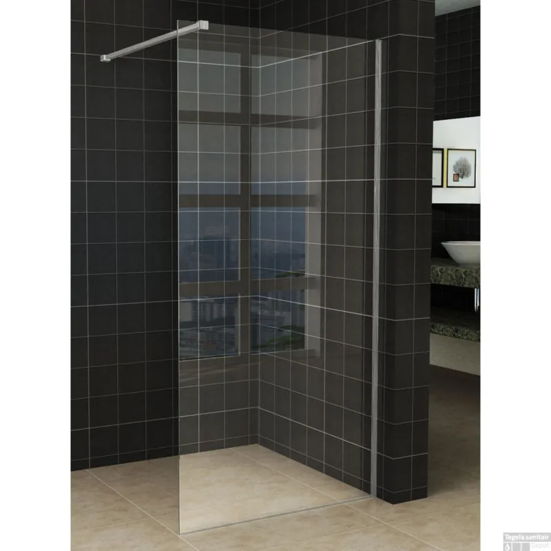 Lage Kosten Inloopdouche Wiesbaden Slim 110x200cm 8mm Helder Antikalk Coating (Exclusief profiel)