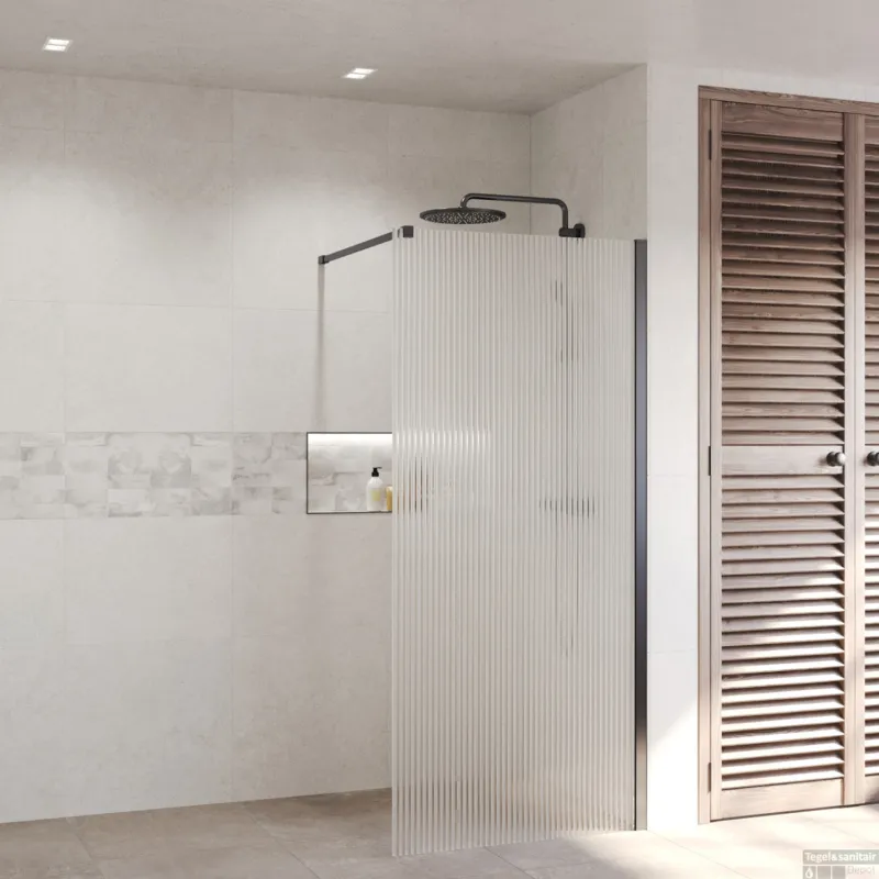Shop Nu Inloopdouche Ribbel BWS Portos Gunmetal 60x200 cm Helder Glas 8 mm Nano Coating