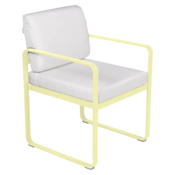 Fermob Bellevie tuinstoel met armleuning met off-white zitkussen-Frosted Lemon Koop Vandaag