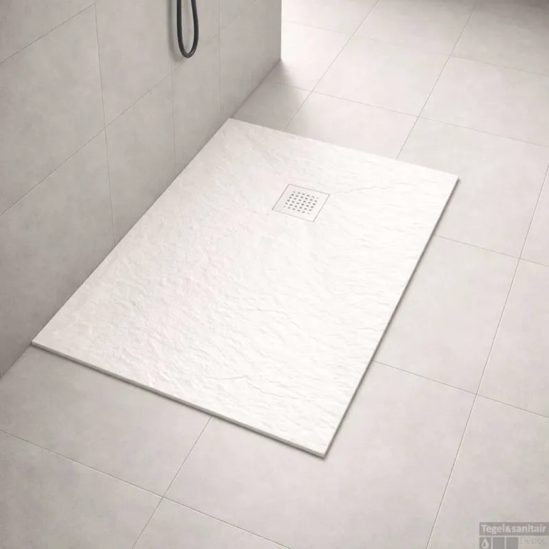 Aanbieding Douchebak BWS Stonelle Antislip Composiet 80x140x3 cm Inkortbaar Mat Wit