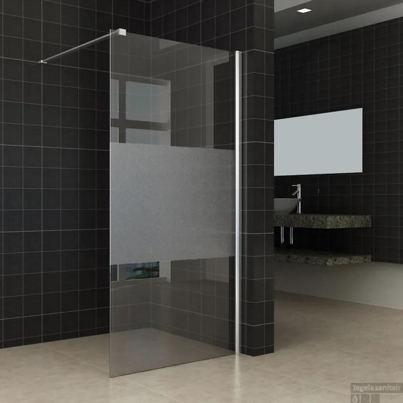Douchewand Wiesbaden 90x200cm 10mm met middenband NANO coating Laatste Kans