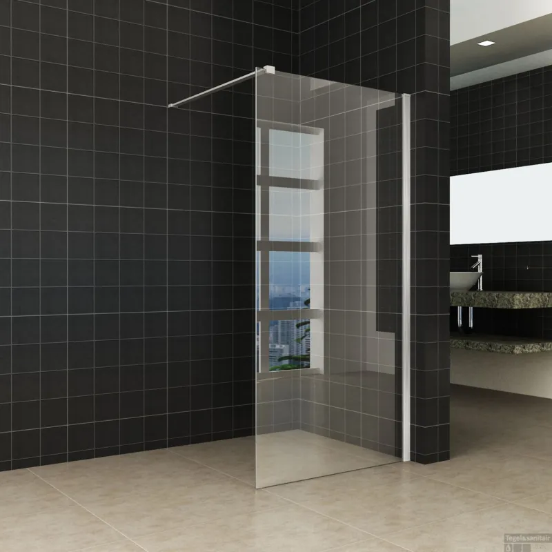 Douchewand Wiesbaden met RVS profiel 120x200 cm 10mm NANO glas Dagaanbieding