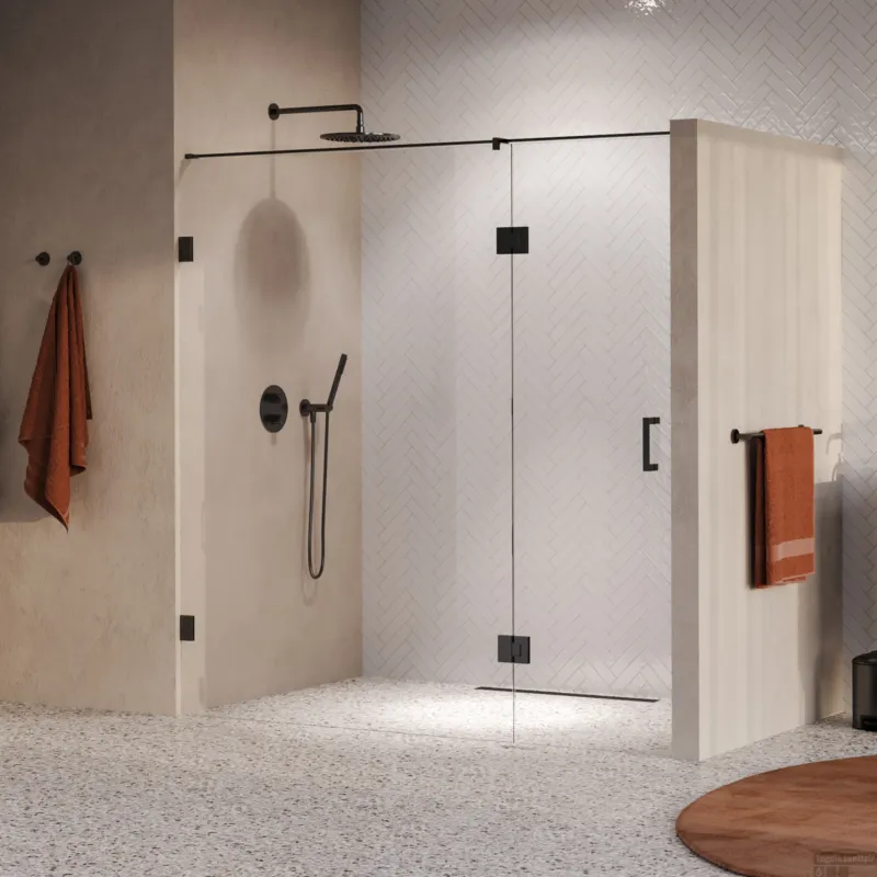Voordeelprijs BRAUER Void nisdeur 2-delig helder glas 190x200 omkeerbaar met draaideur 70 aan glas incl. glascoating PVD gunmetal
