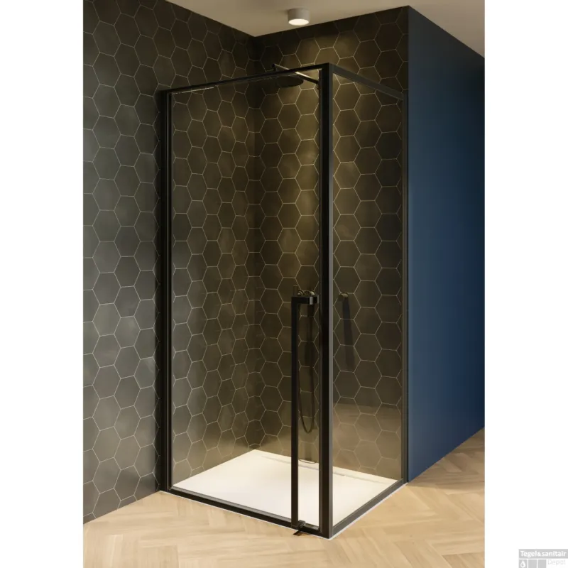 Douchecabine Riho Lucid GD201 Omkeerbaar Verstelbaar Aluminium 200x100x100 cm Mat Zwart Express Levering