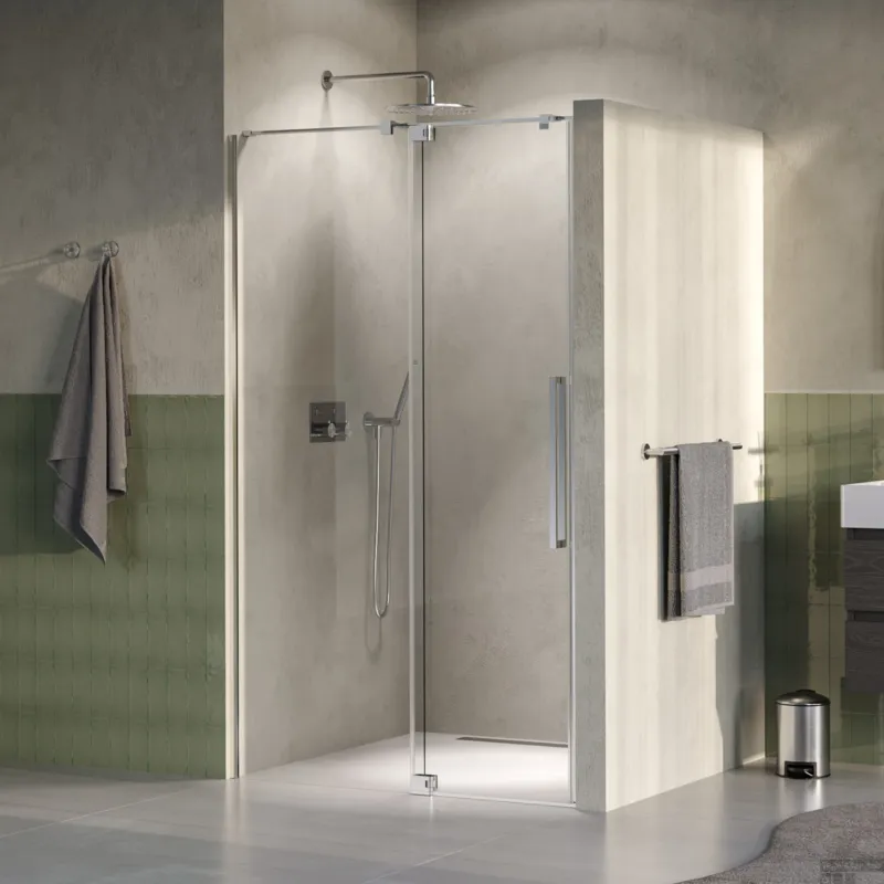 Snelle Levering BRAUER Stellar nisdeur 2-delig draaiend helder glas 120x200 omkeerbaar incl. glascoating PVD RVS-kleurig geborsteld