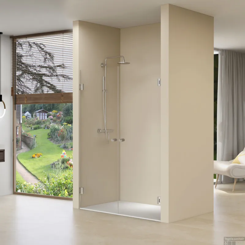 Dubbele Nisdeuren Van Rijn ST01 Helder Glas 100x200 cm 8 mm RVS Merkproduct