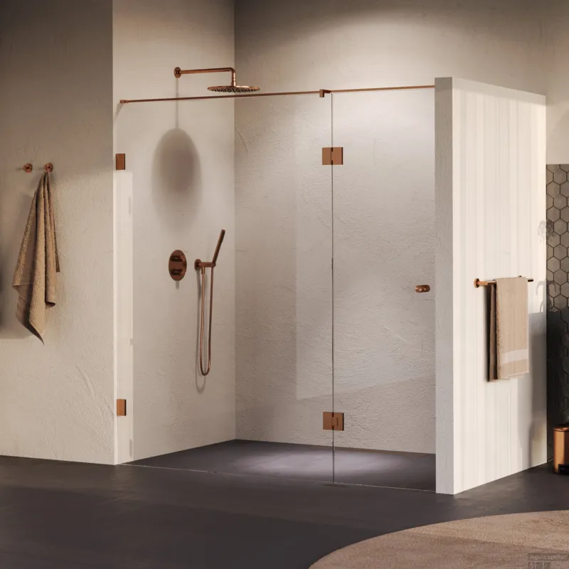 Beperkt Aanbod BRAUER Void Carving nisdeur 2-delig helder glas 190x200 omkeerbaar met draaideur 70 aan glas incl. glascoating PVD koper geborsteld