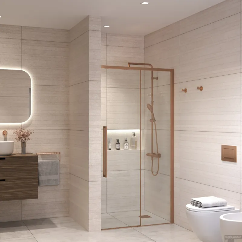 Seizoensaanbieding Nisdeur Sanivo Nova Soft Close 160x200 cm Geborsteld Brons Helder Nano 8 mm
