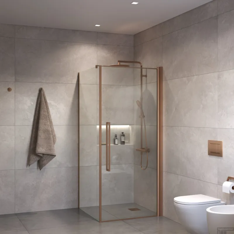 Weekendaanbieding Douchecabine Sanivo Suno Helder Glas Met Geborsteld Brons Profiel (Alle Maten)