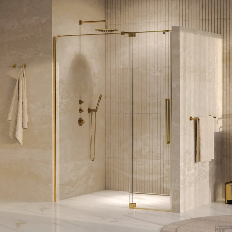 Snelle Levering BRAUER Stellar nisdeur 2-delig draaiend helder glas 160x200 omkeerbaar incl. glascoating PVD goud geborsteld