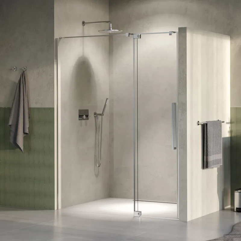 Superprijs BRAUER Stellar nisdeur 2-delig draaiend helder glas 160x200 omkeerbaar incl. glascoating PVD RVS-kleurig geborsteld