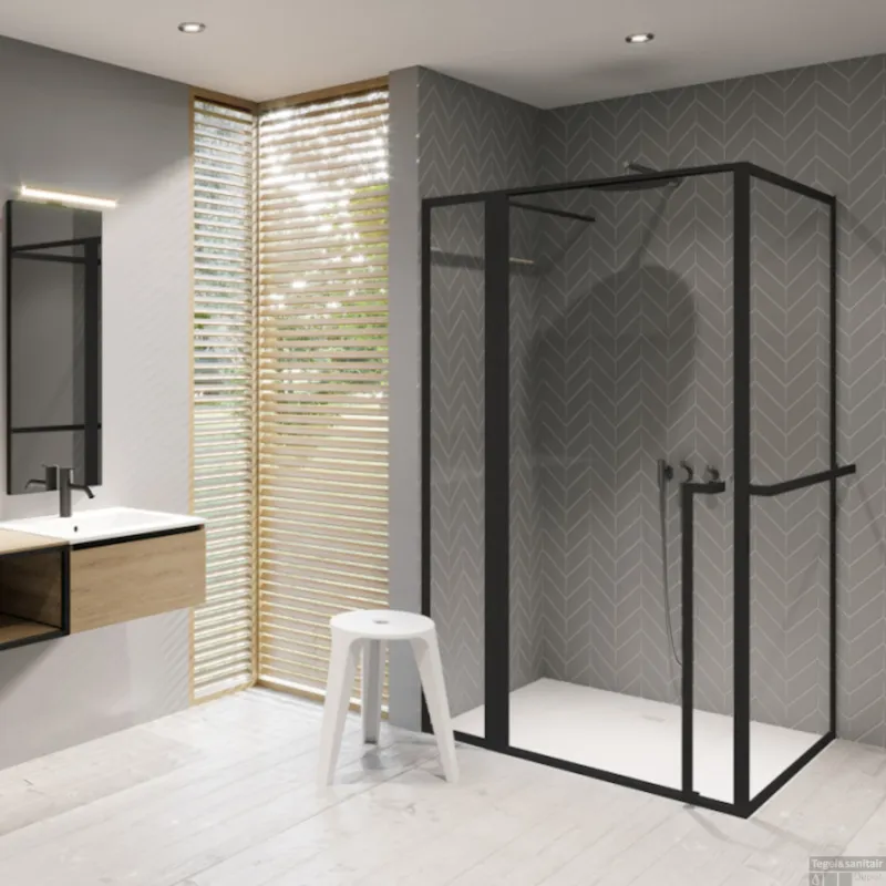 Weekendaanbieding Douchecabine Riho Lucid XL GD203 Omkeerbaar Verstelbaar Aluminium 200x110x100 cm Mat Zwart