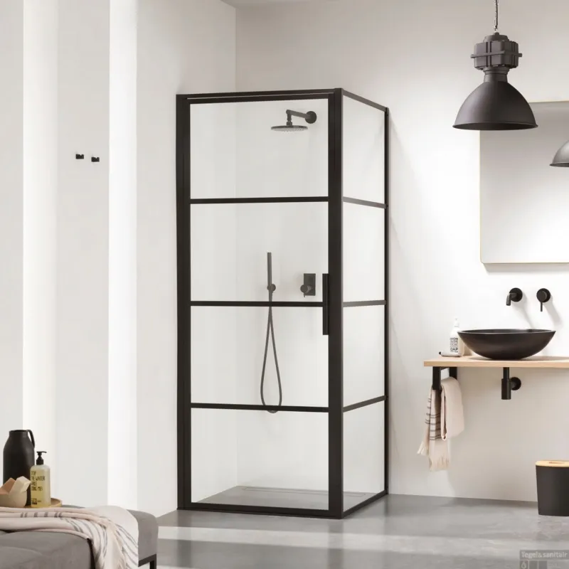 Douchecabine Sealskin Soho Matzwart 90x90cm 210cm Hoog Helderglas 8mm Merkproduct