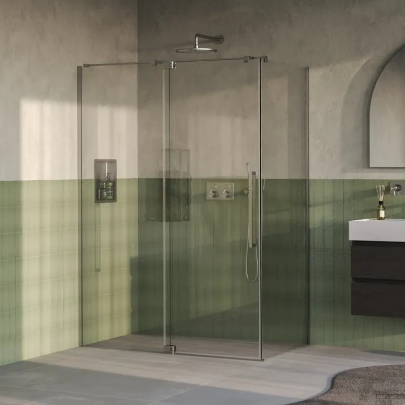 Korting BRAUER Stellar douchecabine met draaideur helder glas 140x80x200 omkeerbaar incl. glascoating PVD RVS-kleurig geborsteld