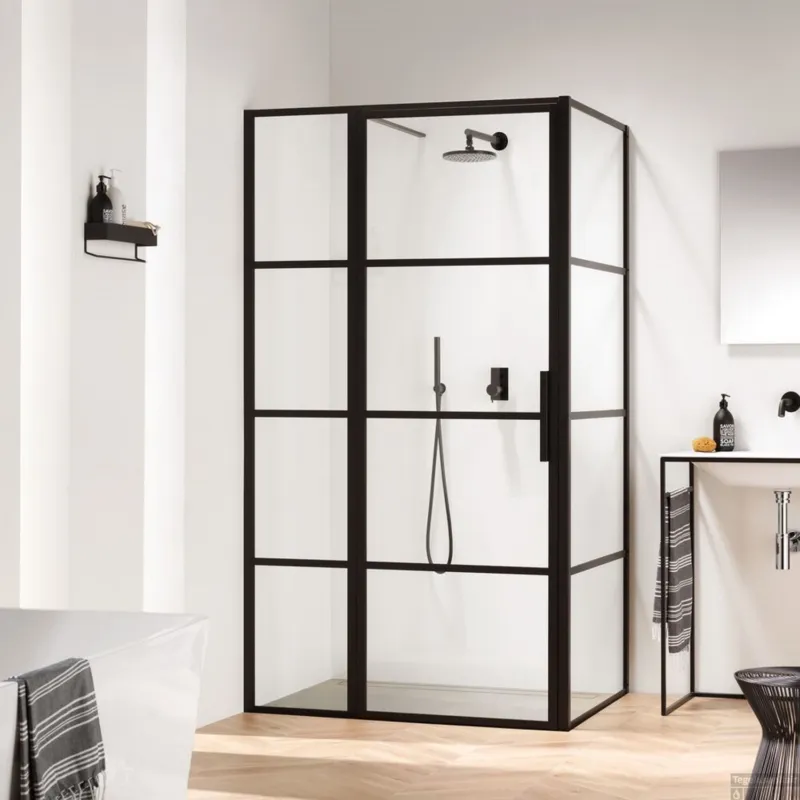 Beperkt Aanbod Douchecabine Sealskin Soho 120x80 cm Met Draaideur Links Hoekcabine 8 mm Helderglas Mat Zwart