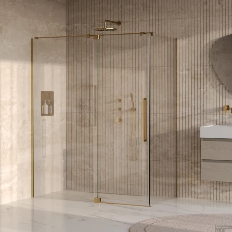 Snelle Levering BRAUER Stellar douchecabine met draaideur helder glas 160x90x200 omkeerbaar incl. glascoating PVD goud geborsteld