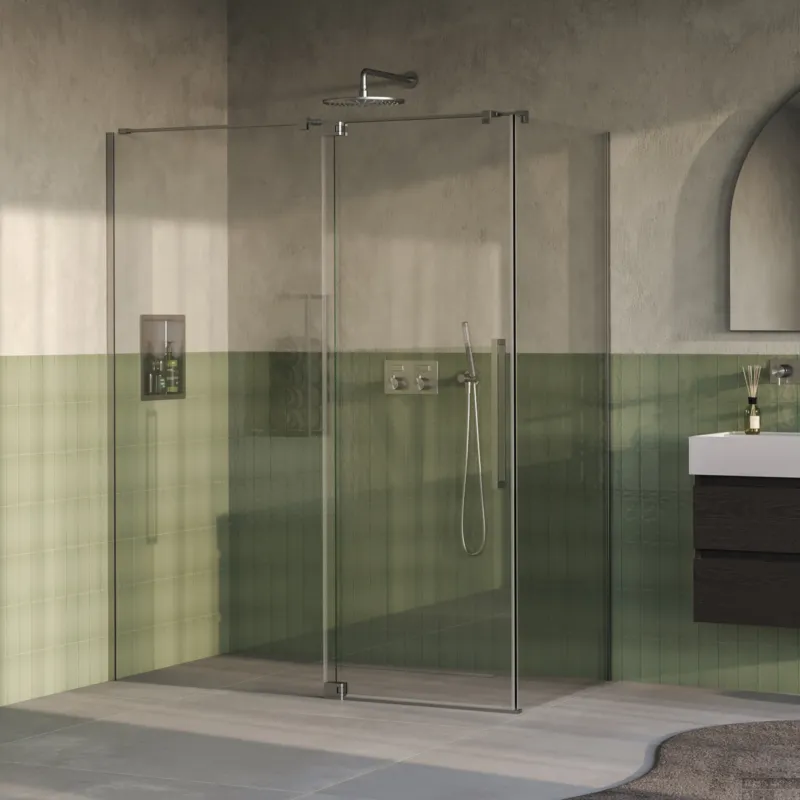 BRAUER Stellar douchecabine met draaideur helder glas 160x90x200 omkeerbaar incl. glascoating PVD RVS-kleurig geborsteld Hoge Kwaliteit
