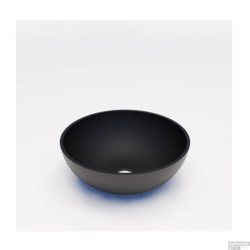 Actieprijs Waskom BWS Dorn 40X40X15cm Rond Solid Mat Zwart
