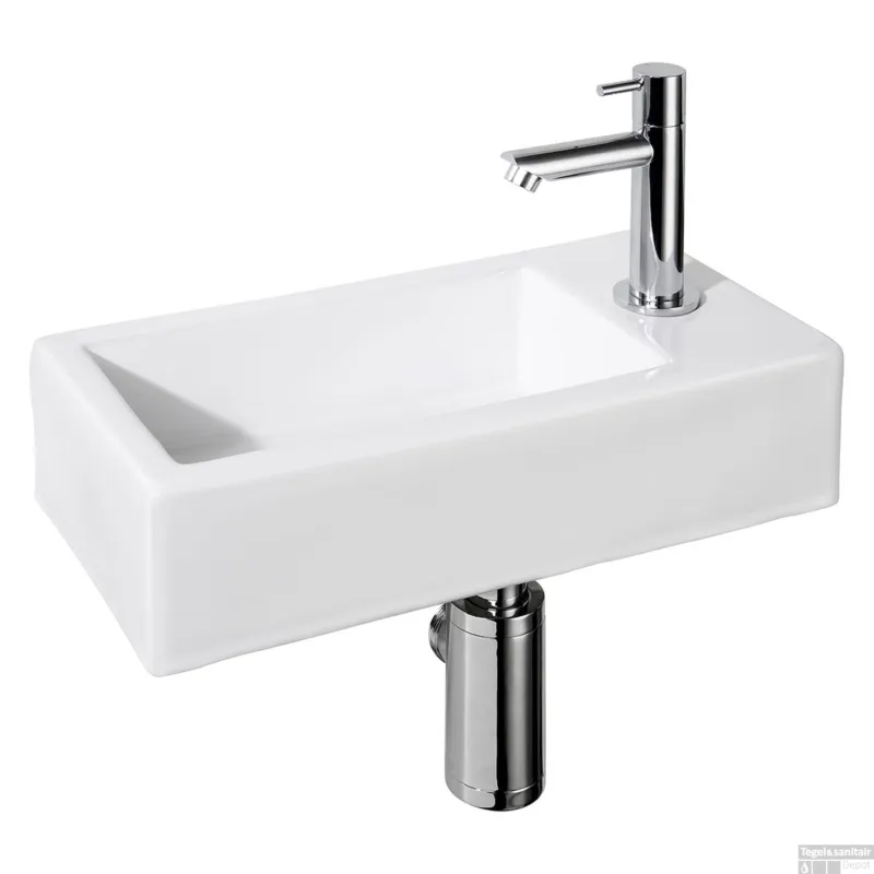 Fonteinset Differnz Helios 37.5x18.5x9.5 cm Keramiek Wit (inclusief kraan sifon en afvoer) Nieuw
