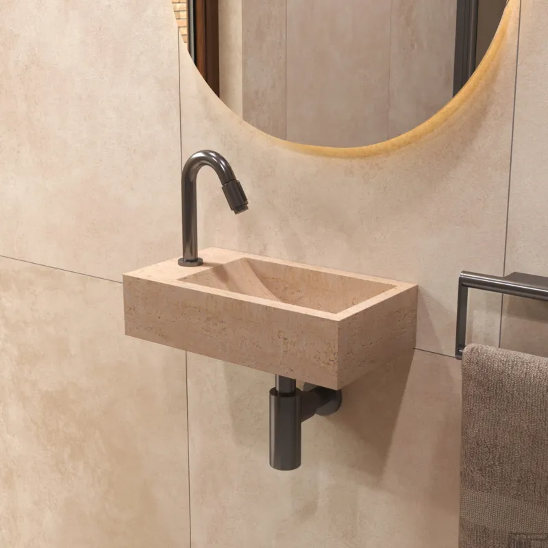 Salenzi Travertin Light Fontein 40x22cm Links Wandmodel Koop Online