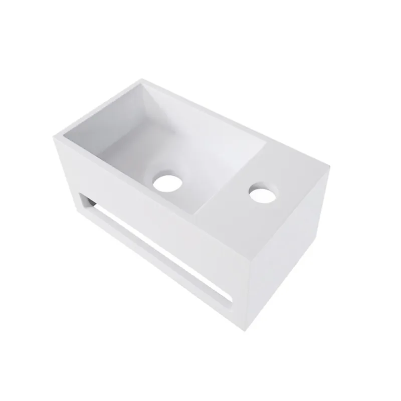 Fontein met Handdoekhouder Wiesbaden Solid Surface (kraangat rechts) 35.6x20.3x15.9 cm Mat Wit Laatste Kans
