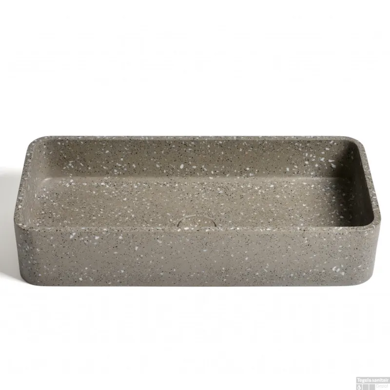 Koop Vandaag Waskom Ideavit Idea.Max 60x28x12 cm Rechthoek Terrazzo Grijs/Bruin