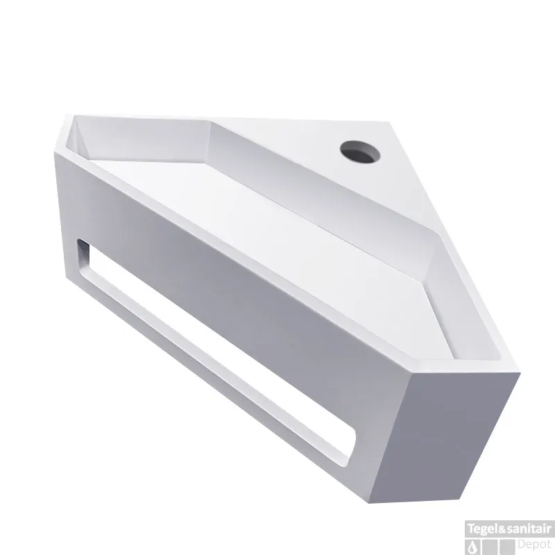 Hoekfontein Wiesbaden Julia 35x35x20cm Solid Surface Mat Wit Beperkt Aanbod