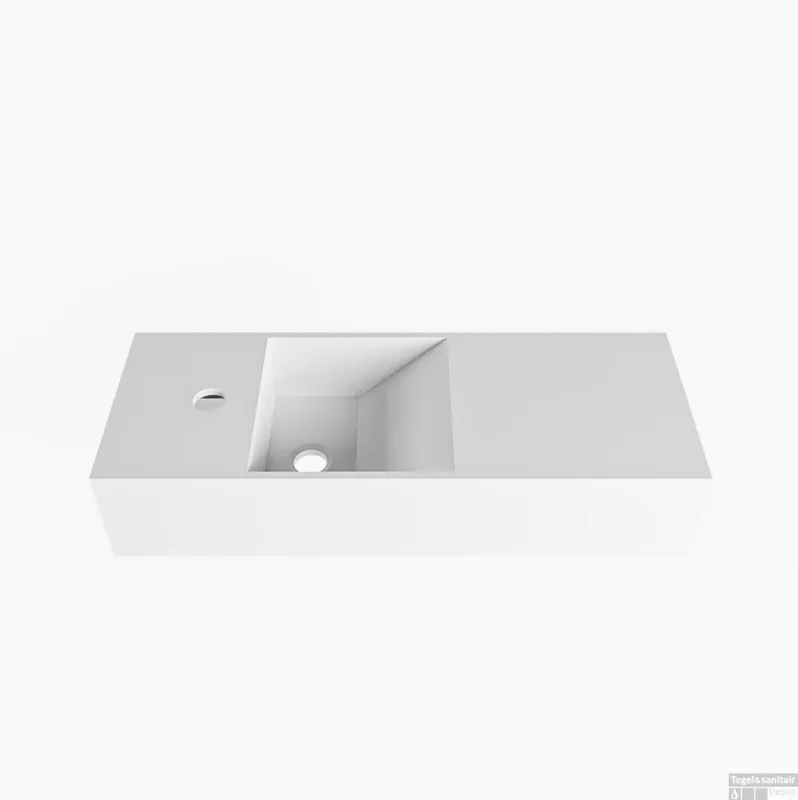Beperkt Aanbod Fontein Mondiaz Tyne 60 cm Solid Surface Positie Links 1 Kraangat Talc